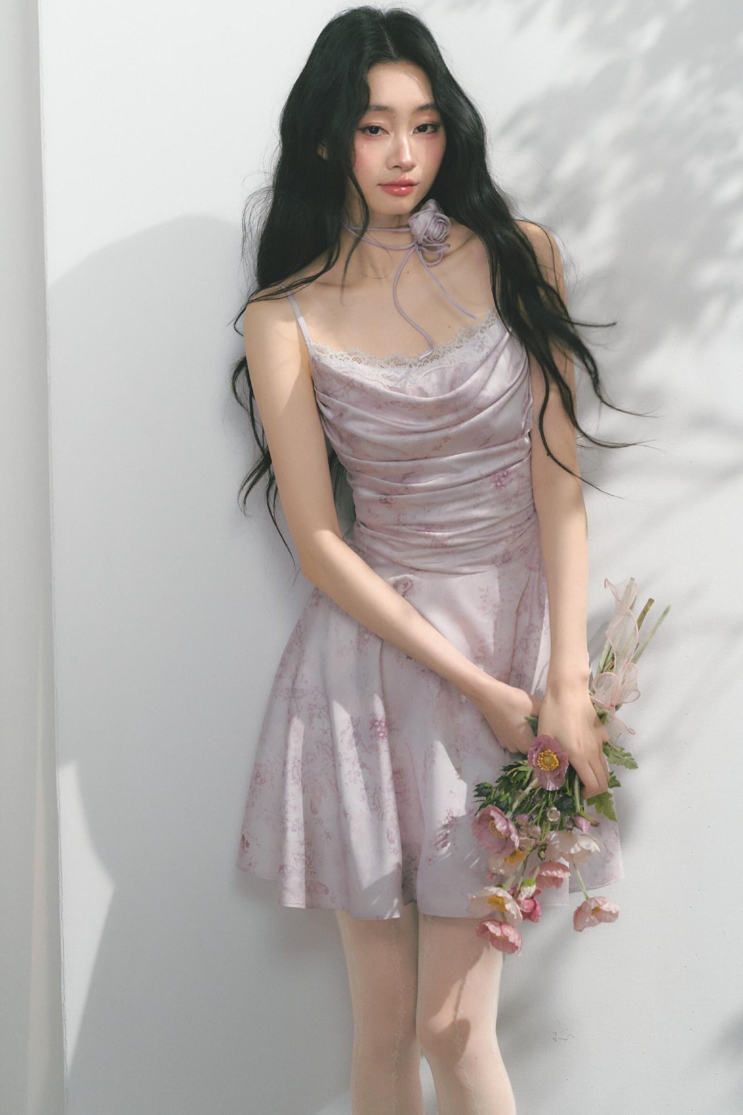 Elegant Purple Pleated Dress