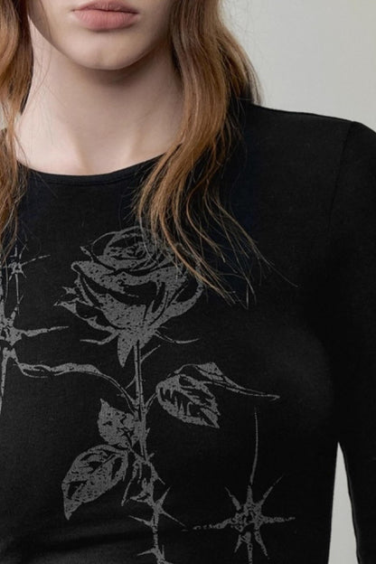 Hand-Painted Rose Knit Top