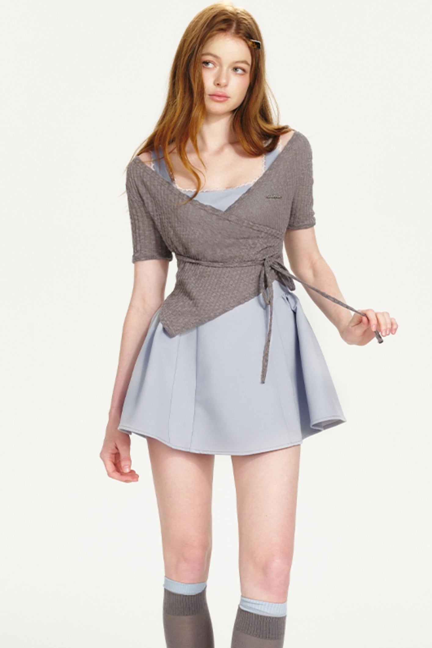 Asymmetrical Waist Poncho Dress Set-Up