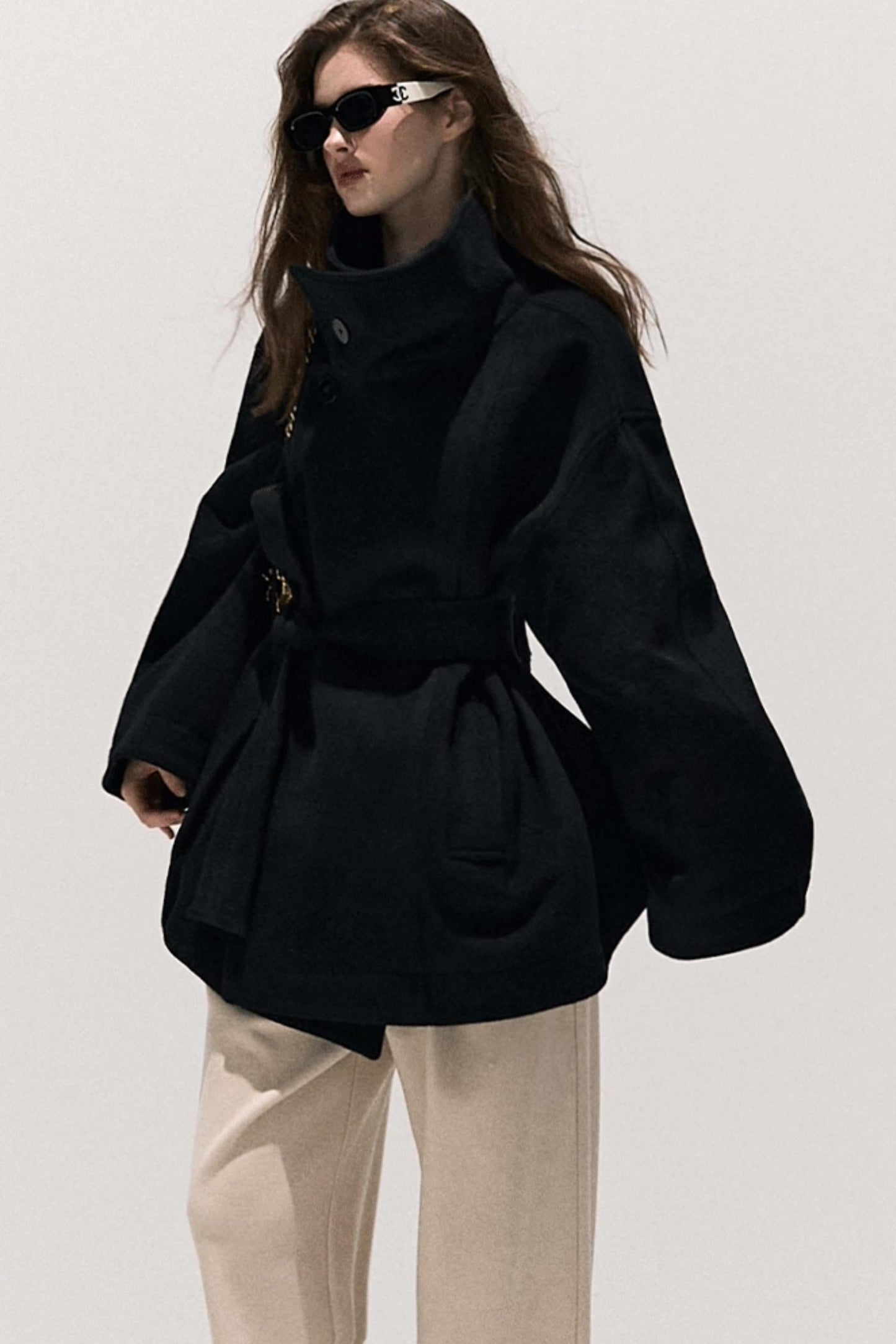 High-Waisted Wool Trousers