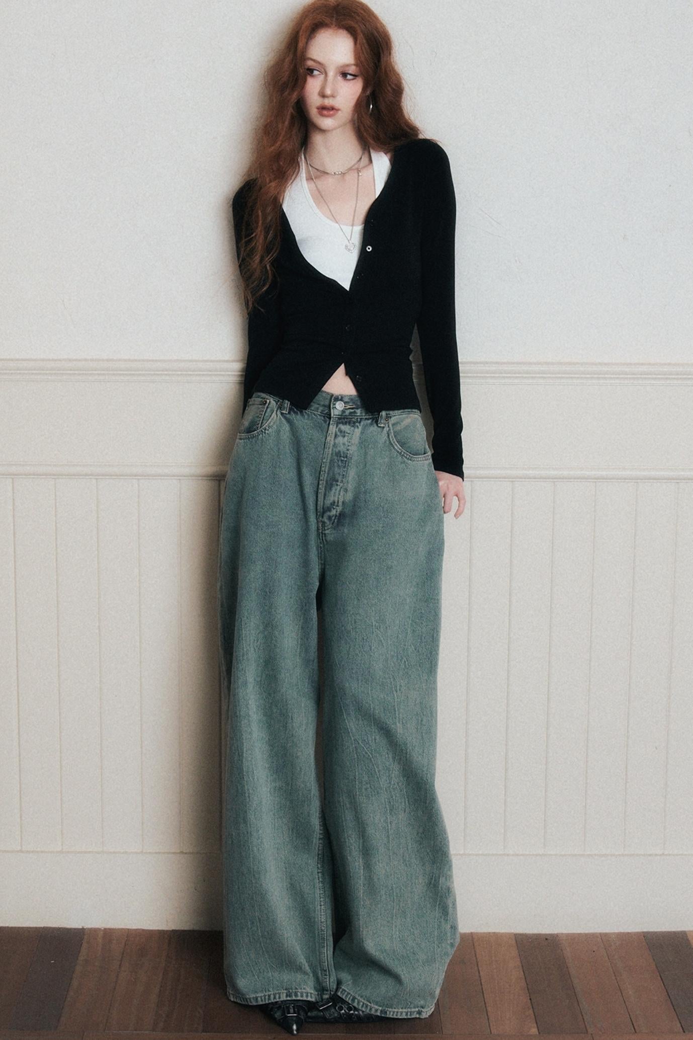 Relaxed Wide-Leg Denim Pants