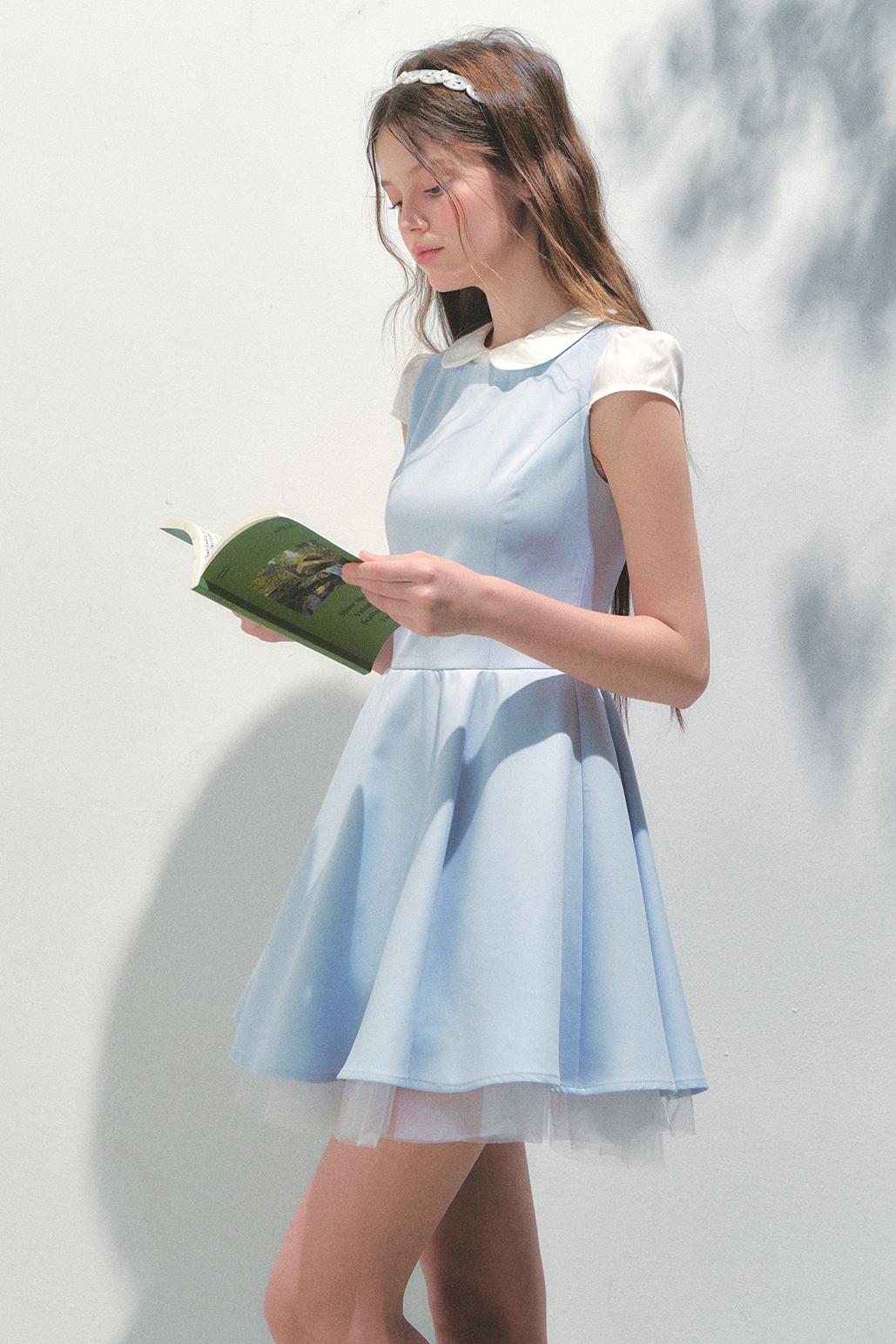 Blue Mesh Poncho Dress