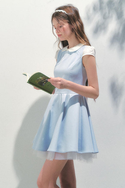 Blue Mesh Poncho Dress