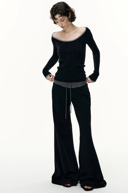 Crew Neck Tencel Wool Knit Sweater