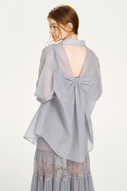 Sheer Romantic Backless Dress Set-Up