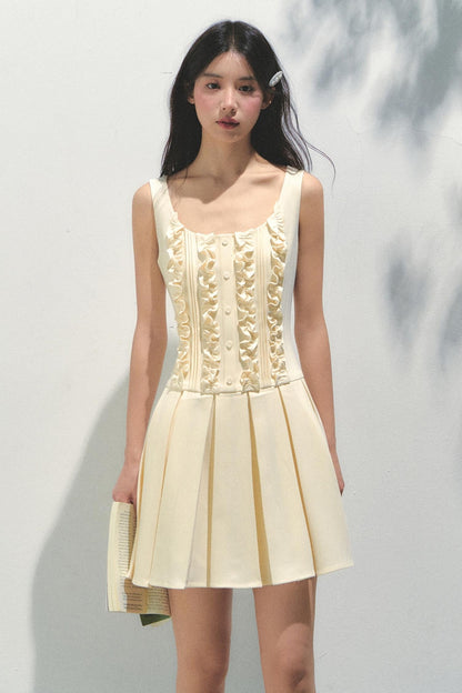 Summer Navy Pleated Dress