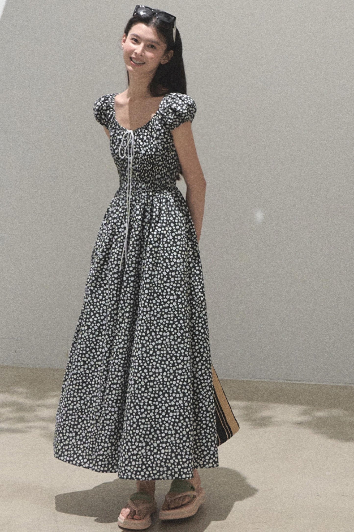 Drawstring Graffiti Dress