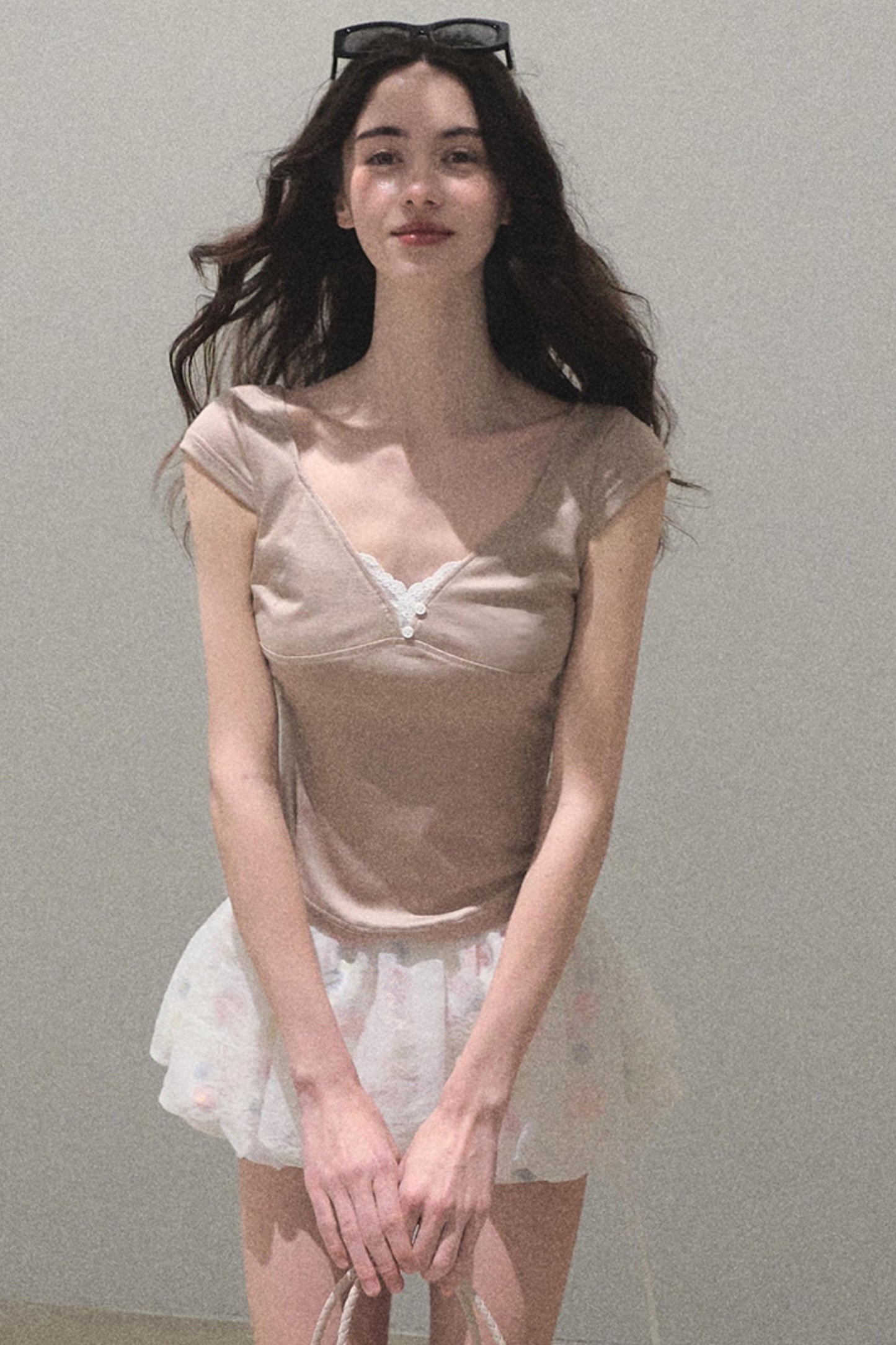 Lace Whisper V-Neck Tee