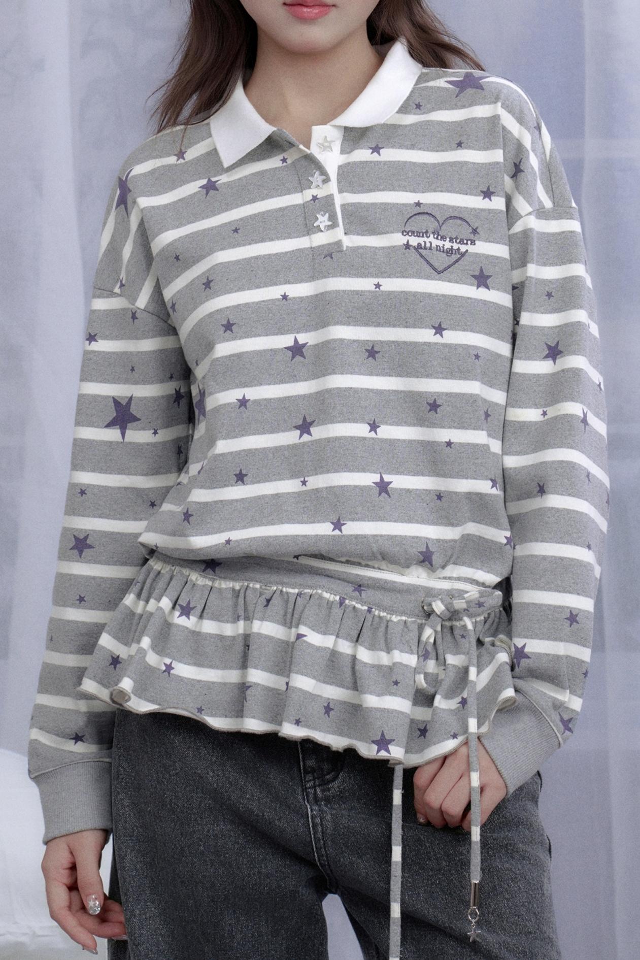 Star Printed Striped Top Set-Up