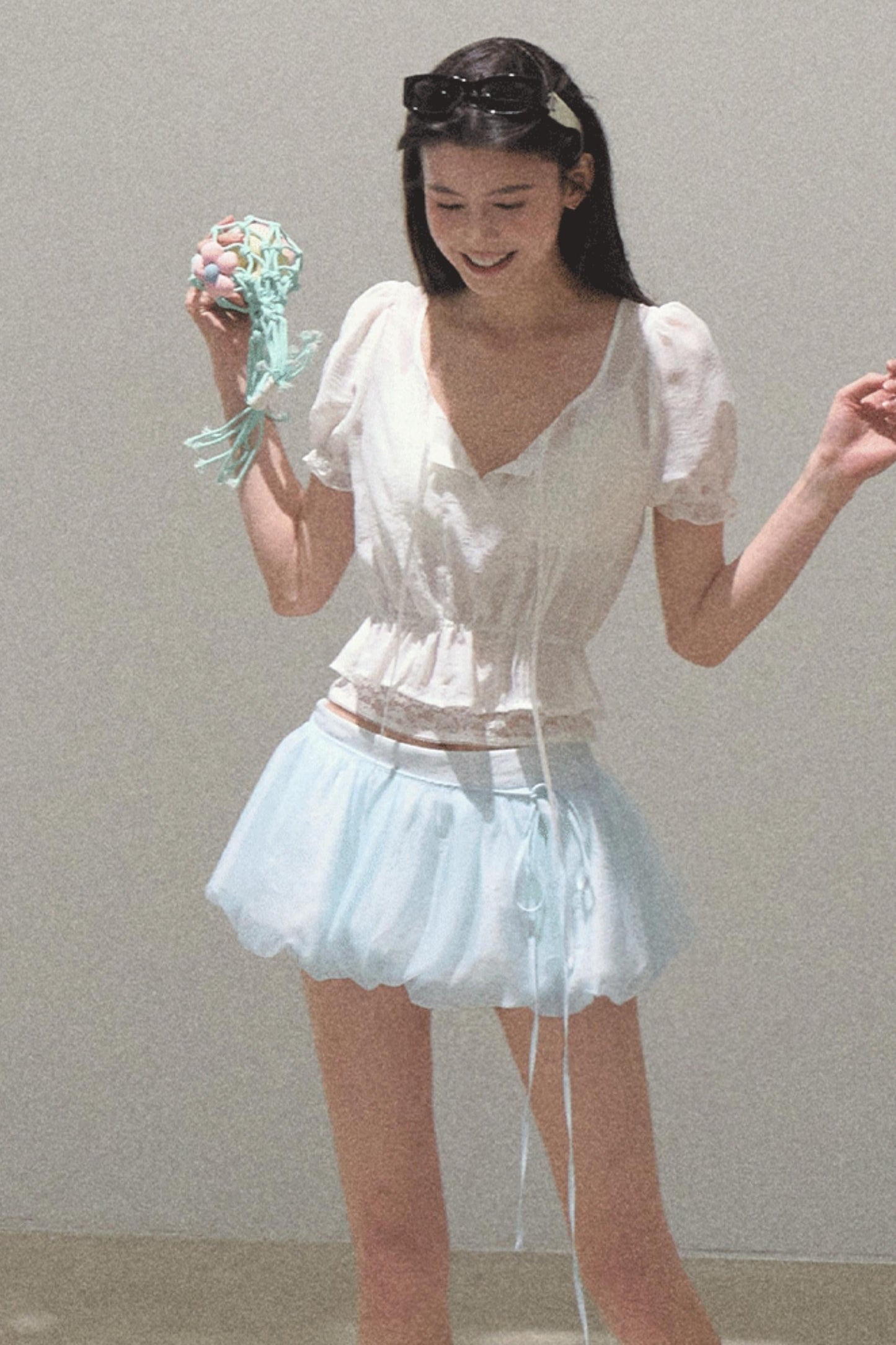 Bubble Sleeve Smock Shirt