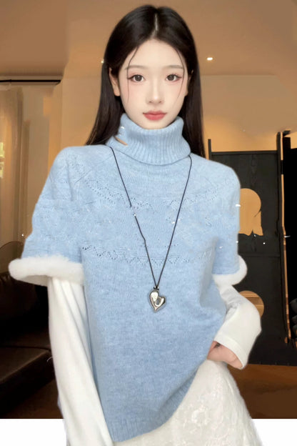 Velvet Bat Sleeve Knitted Sweater Set