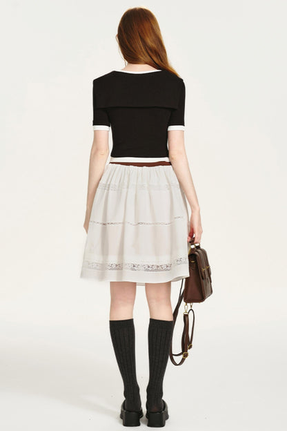 Lace-Panel Bustier Skirt