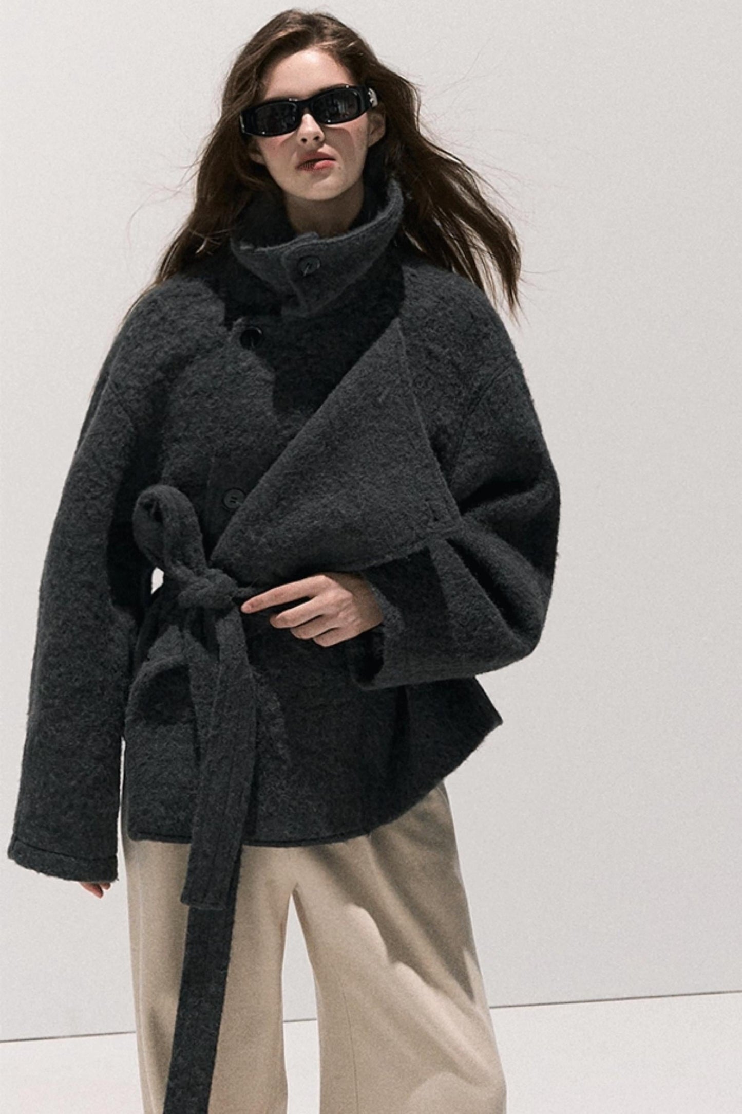 High-Waisted Wool Trousers