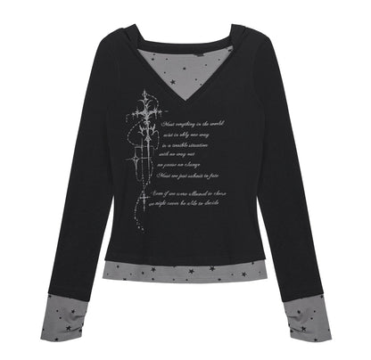 Gothic Hooded Black T-Shirt