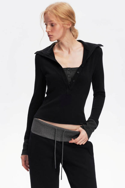 Henry Collar Knitted Top