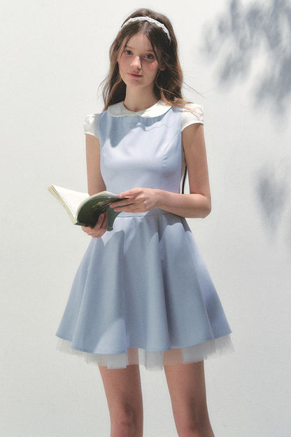 Blue Mesh Poncho Dress