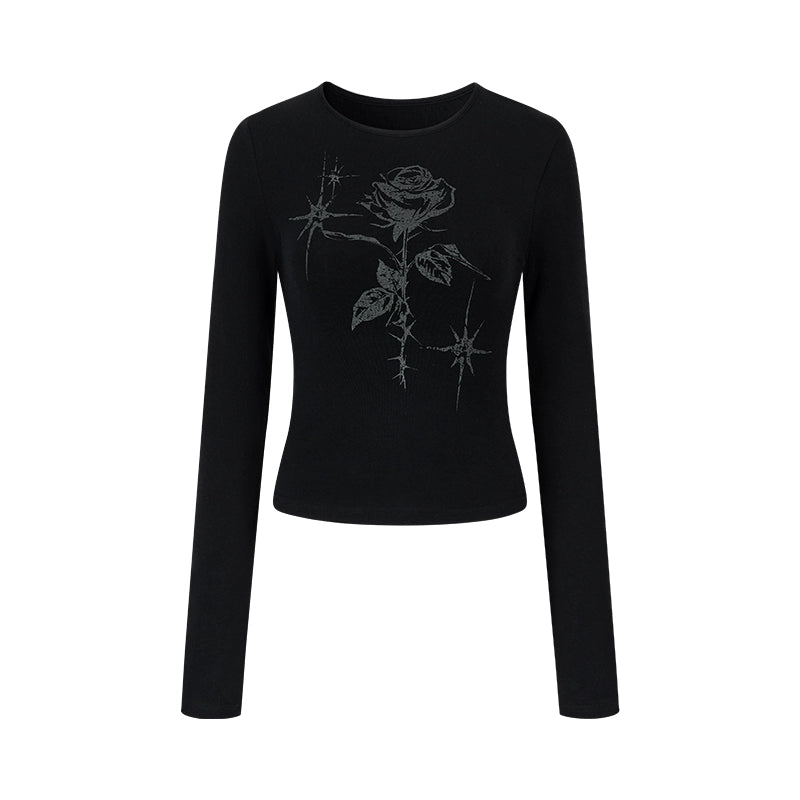 Hand-Painted Rose Knit Top