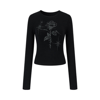 Hand-Painted Rose Knit Top