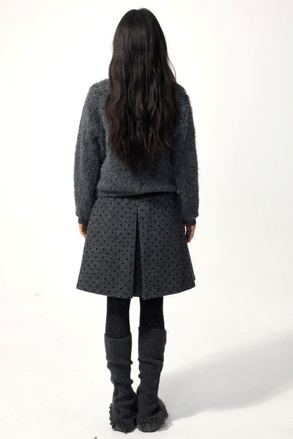 Grey Plaid Polka Dot Sweater