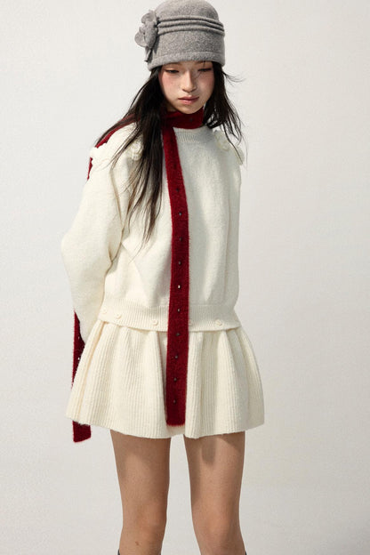 Detachable Skirt Flower Sweater Dress