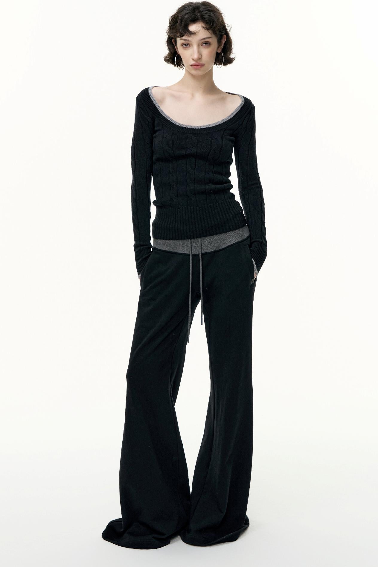 Crew Neck Tencel Wool Knit Sweater