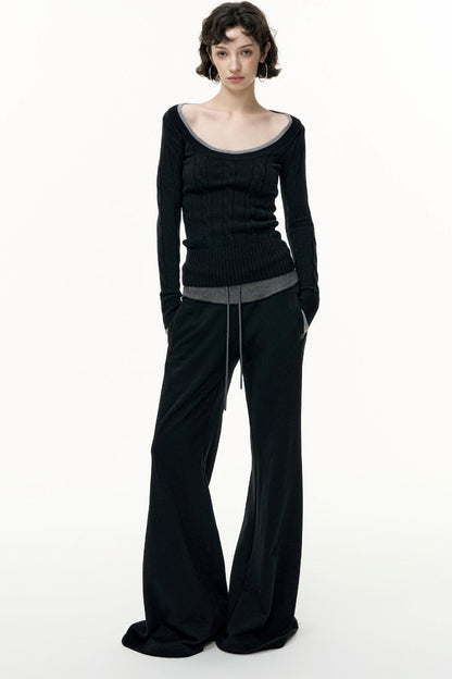 Crew Neck Tencel Wool Knit Sweater