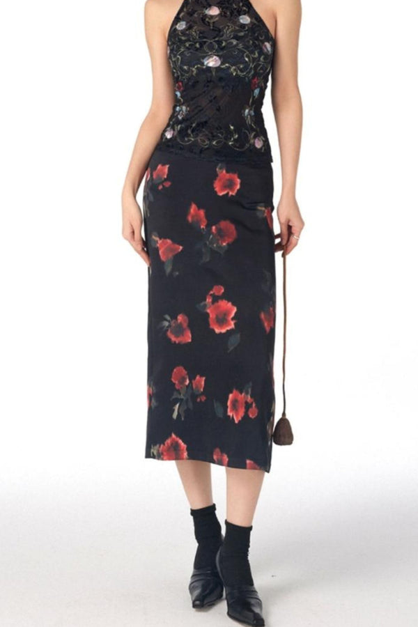 Romantic Floral Halo Wrap Skirt