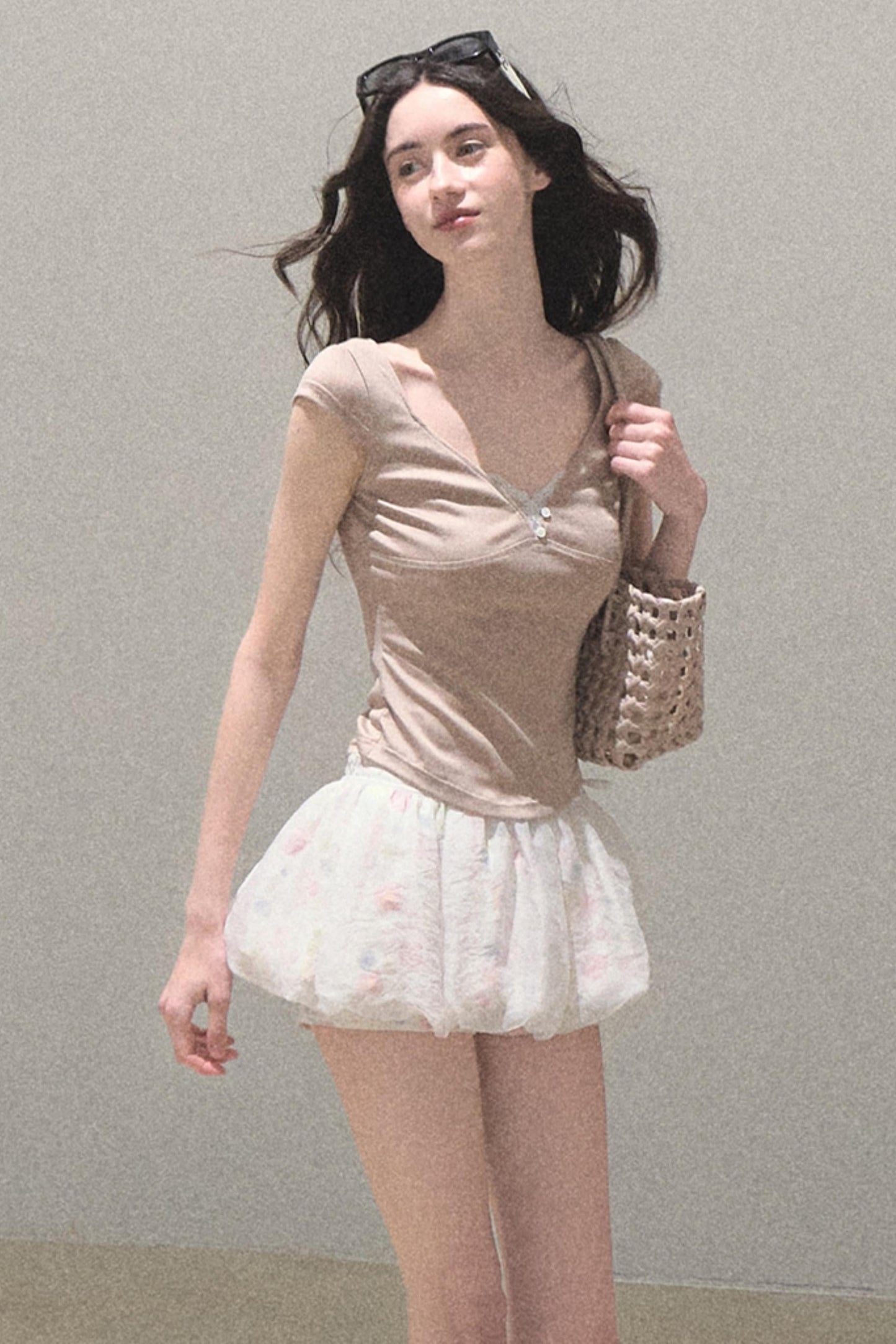 Lace Whisper V-Neck Tee