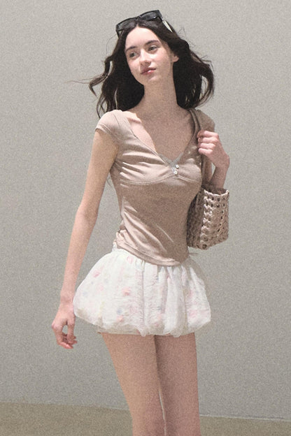 Lace Whisper V-Neck Tee