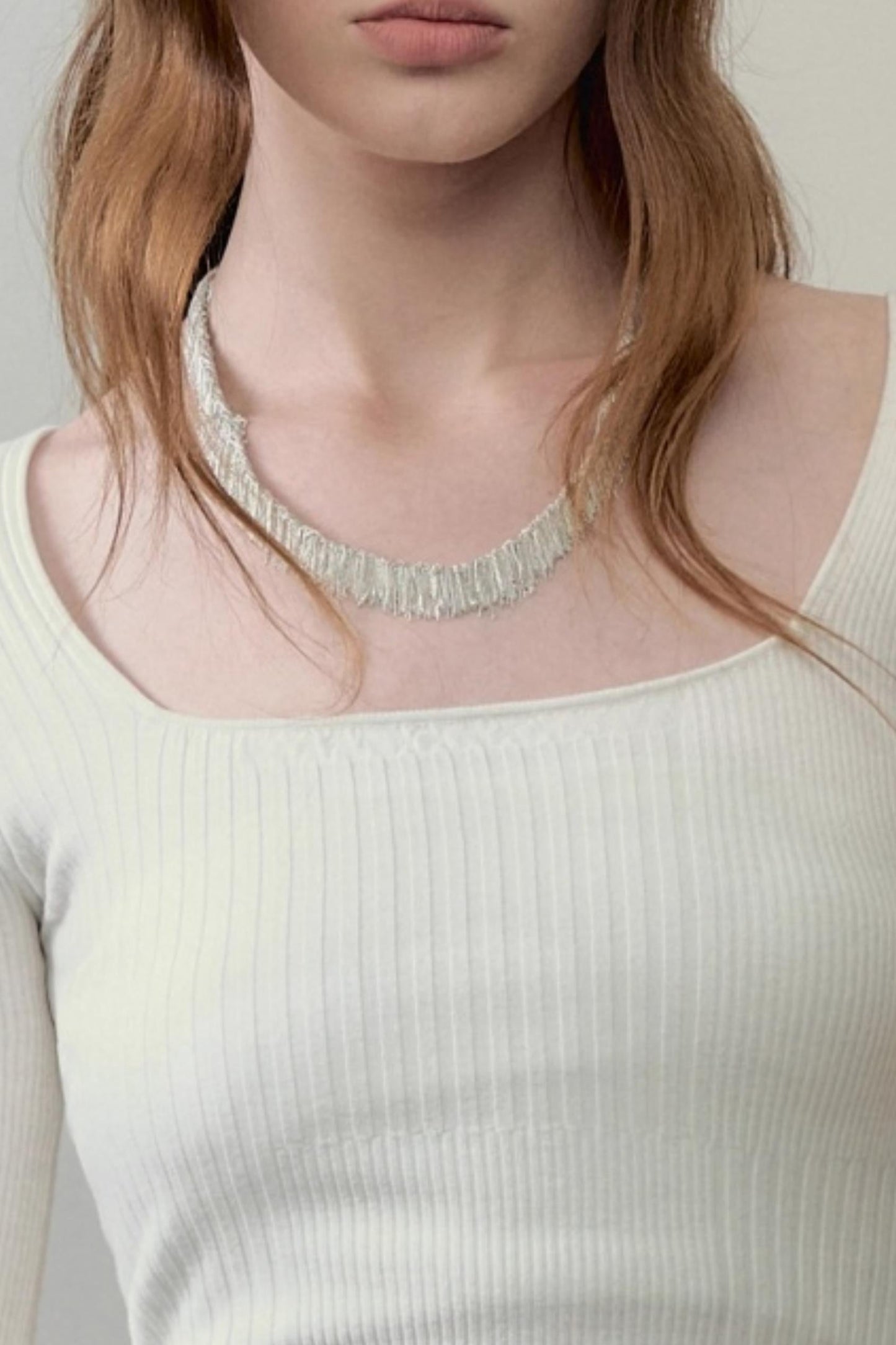 Patchwork Square Collar Knitted Top