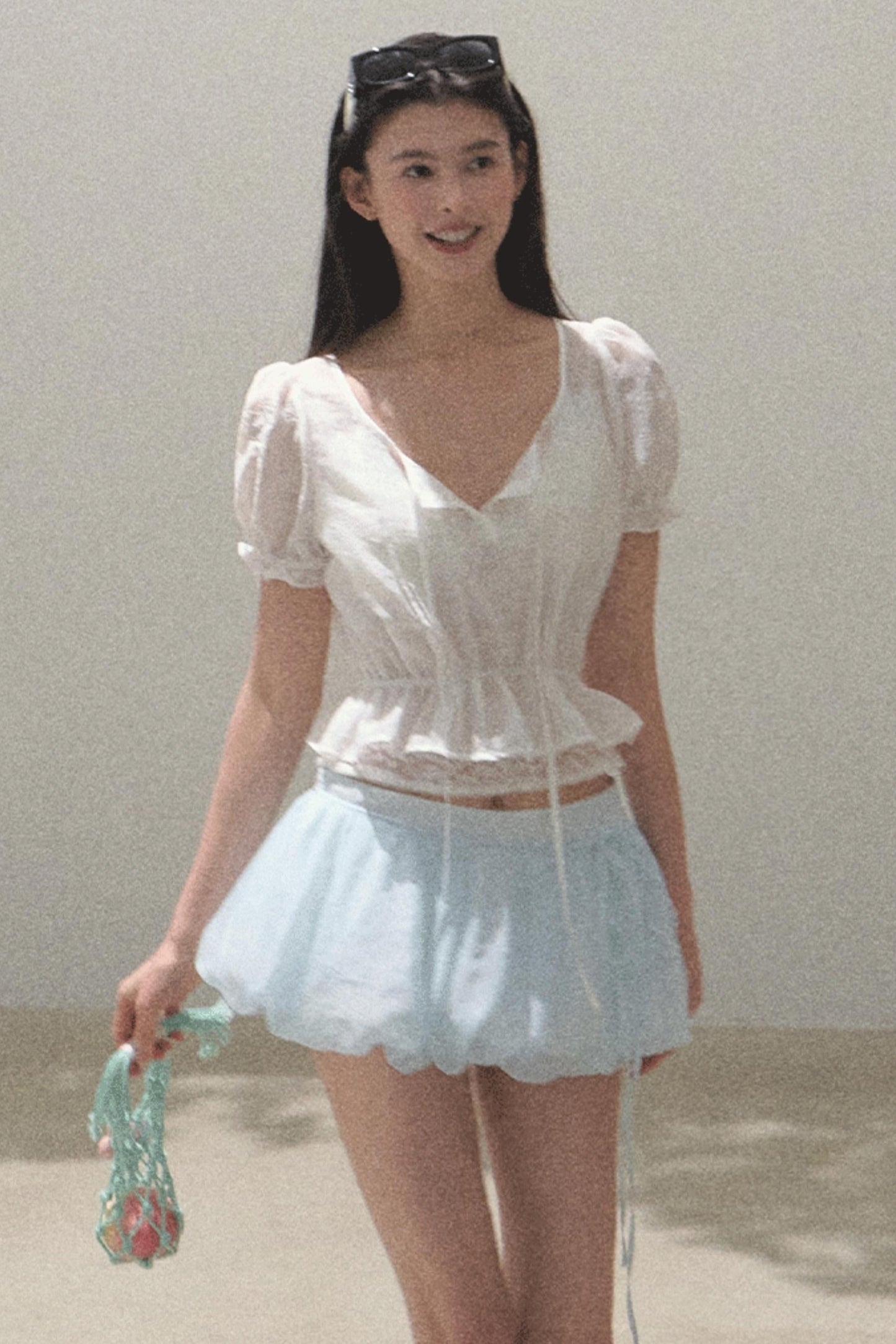 Bubble Sleeve Smock Shirt