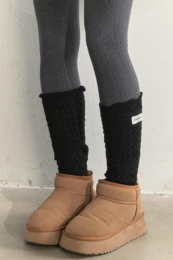 Wool Blend Crochet Layered Woolen Socks