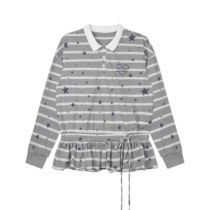 Star Printed Striped Top Set-Up