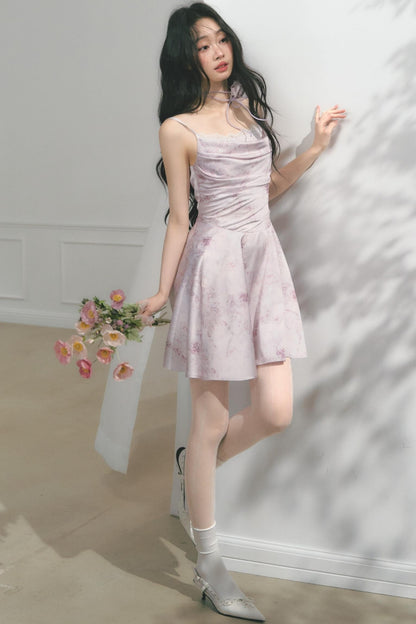 Elegant Purple Pleated Dress