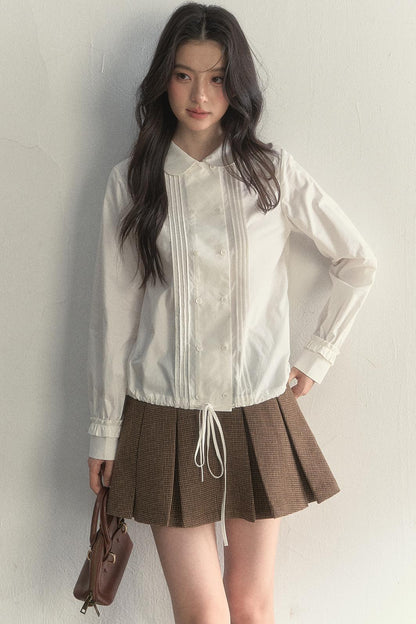 Vintage White Plaid Long Sleeve Inner Shirt