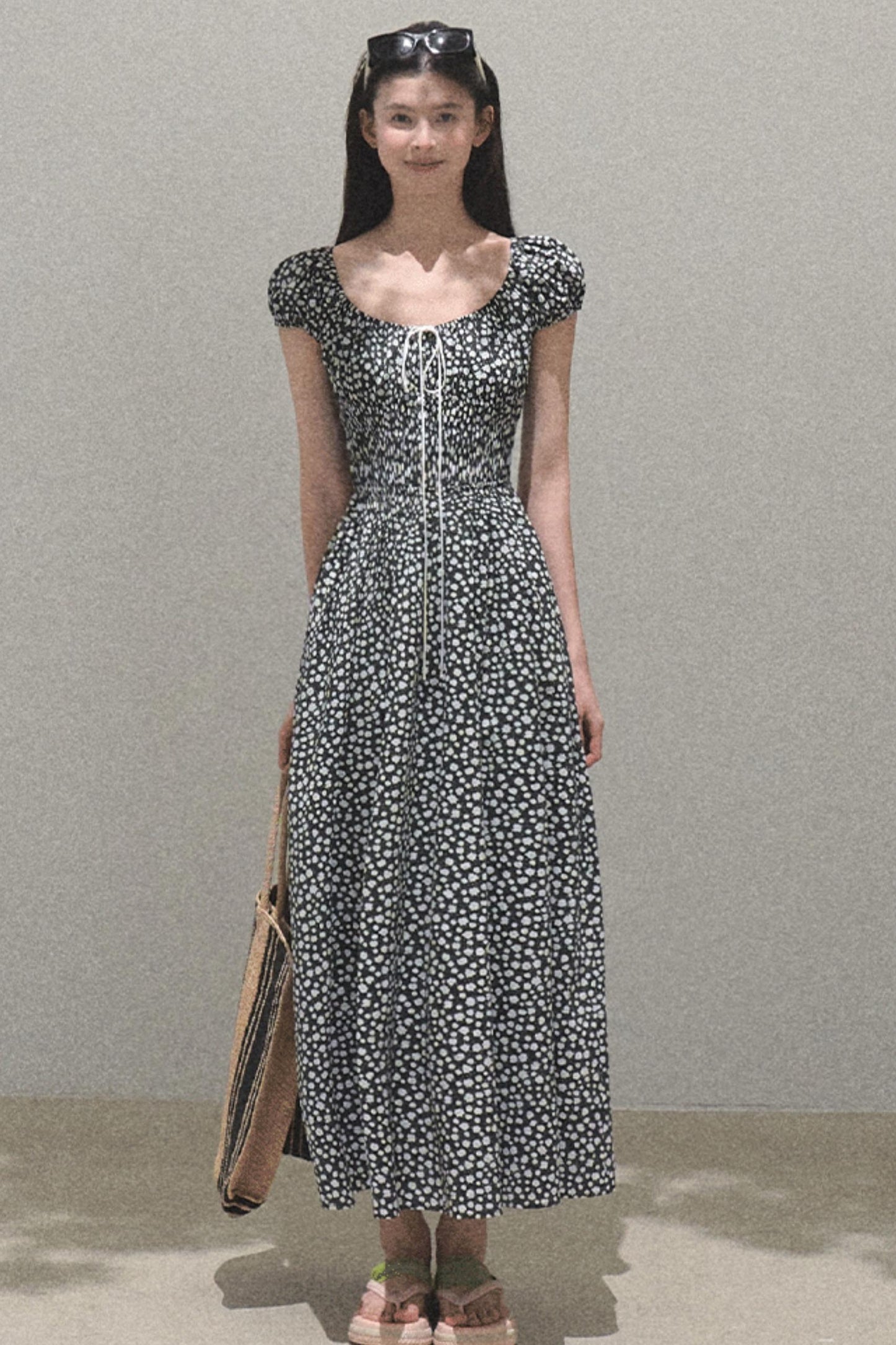 Drawstring Graffiti Dress