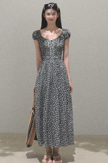 Drawstring Graffiti Dress