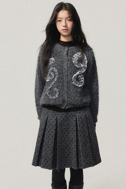 Grey Plaid Polka Dot Sweater