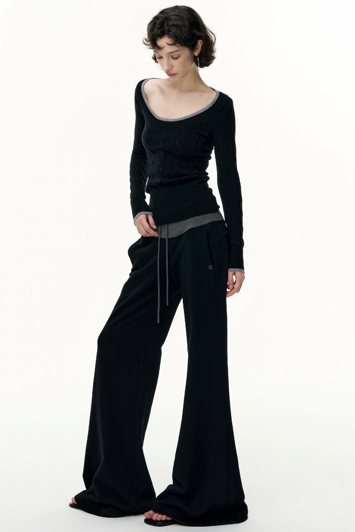 Crew Neck Tencel Wool Knit Sweater