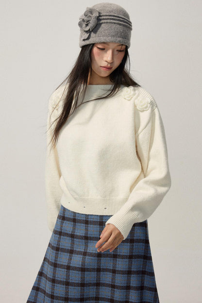 Detachable Skirt Flower Sweater Dress