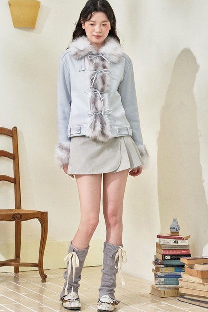 Baby Blue Suede Bow Jacket