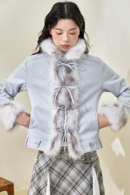 Baby Blue Suede Bow Jacket