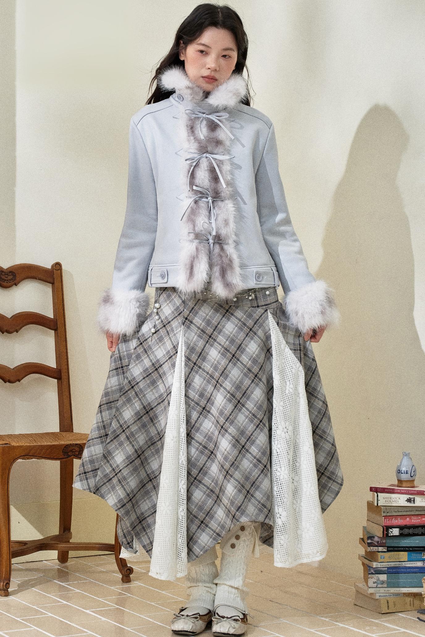 Baby Blue Suede Bow Jacket