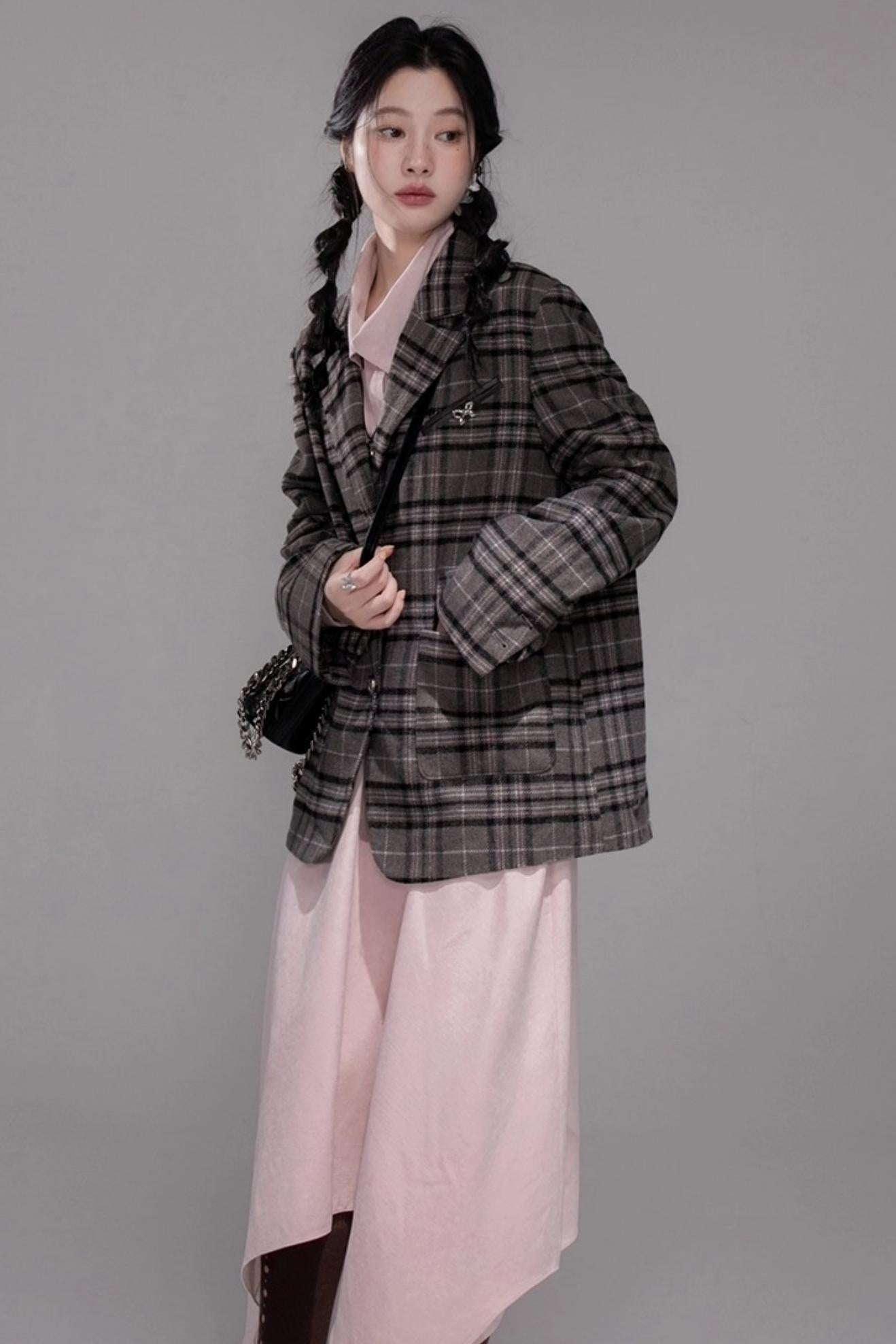 Berry Purple Chimney Collar Shirt Set-Up