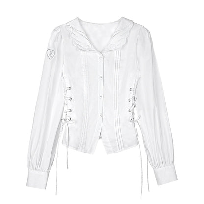 White Waist Lace Shirt Set-Up