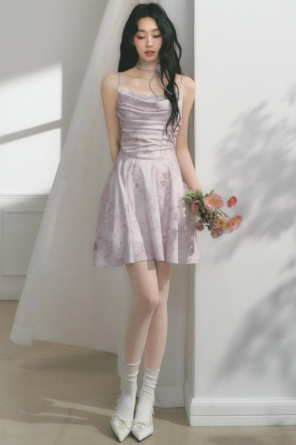 Elegant Purple Pleated Dress