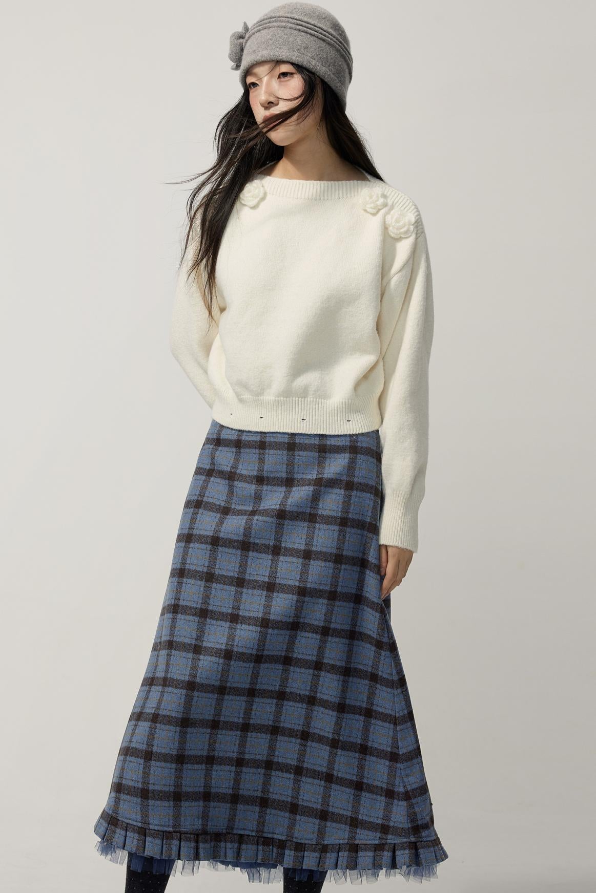 Detachable Skirt Flower Sweater Dress