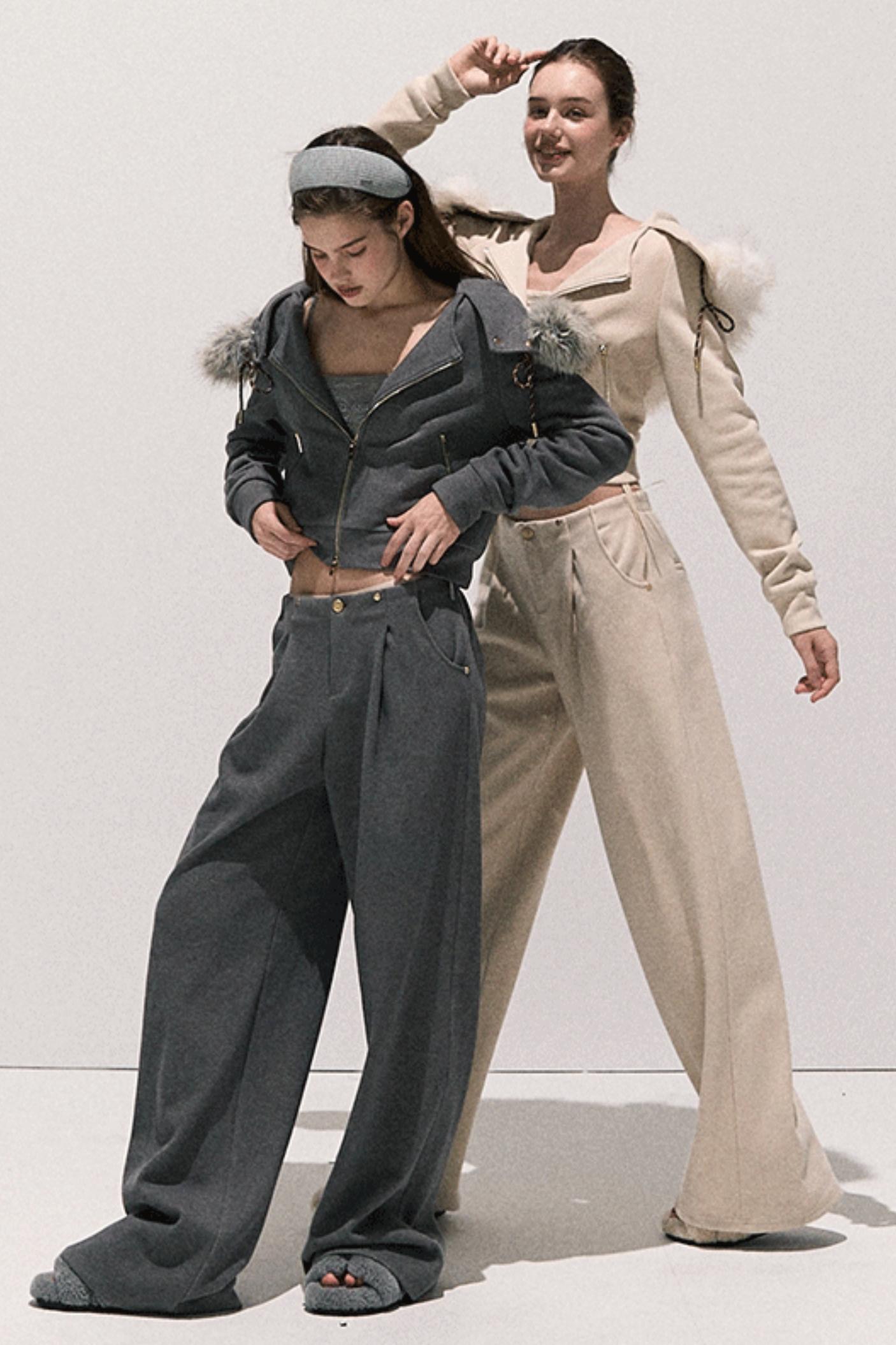 High-Waisted Wool Trousers