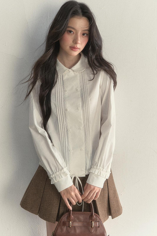 Vintage White Plaid Long Sleeve Inner Shirt