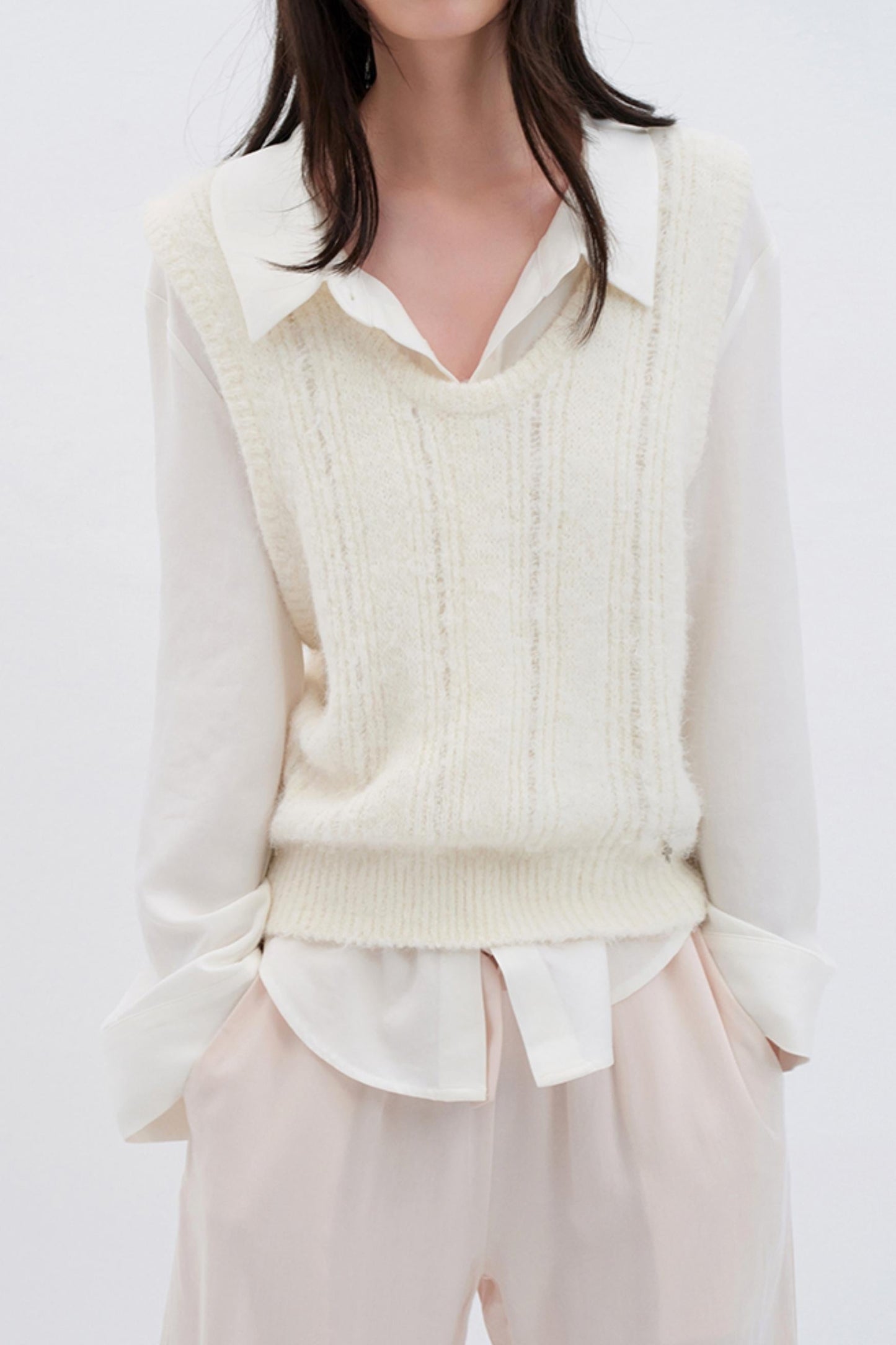 Silky White College Shirt